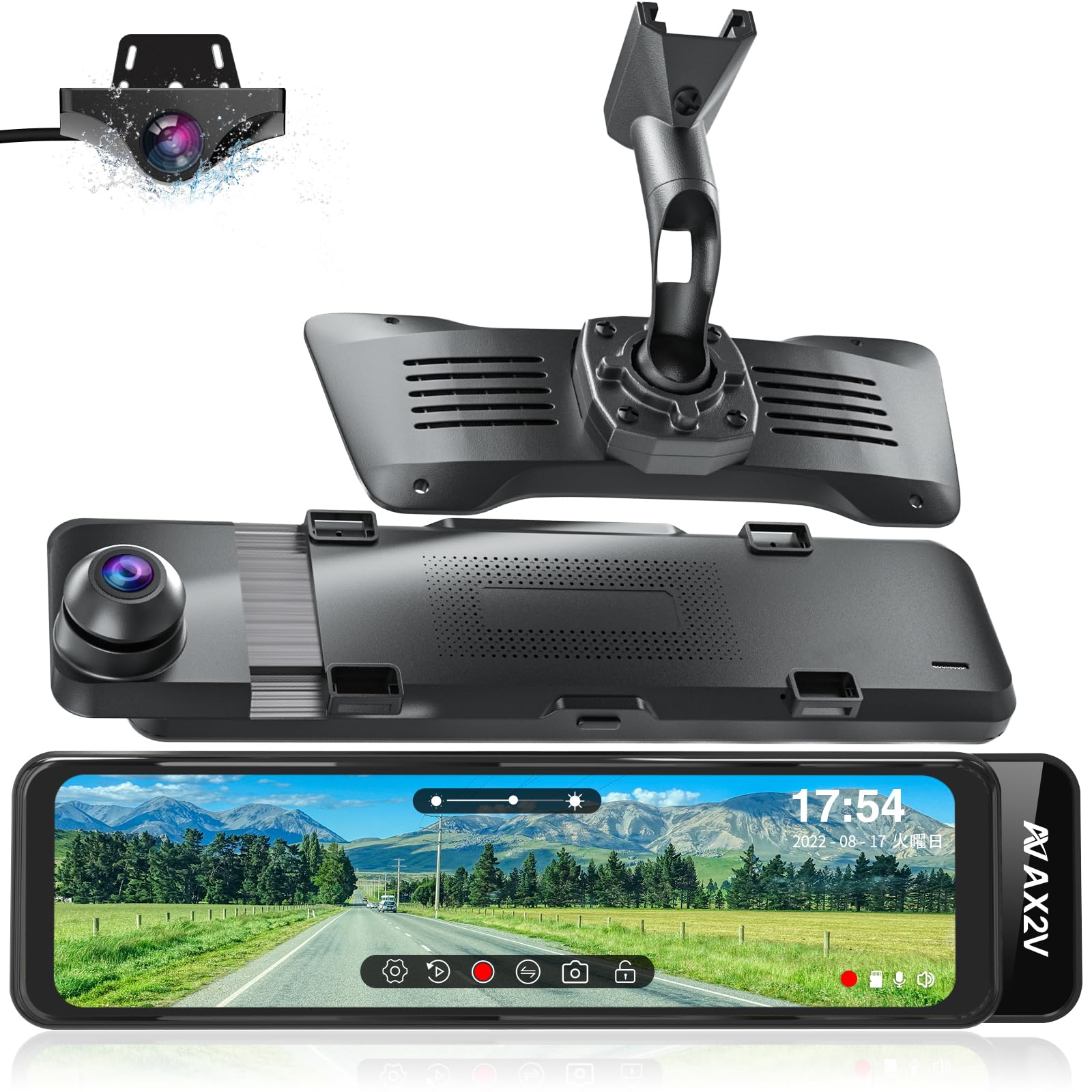 Amazon.co.jp: AX2V 11インチ ドライブレコーダー ミラー型 4K 前後