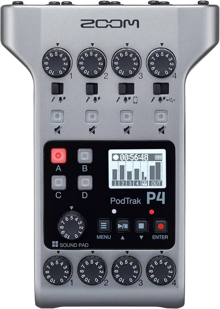 Amazon.com: Zoom PodTrak P4 Podcast Recorder with 4 XLR Mic Inputs