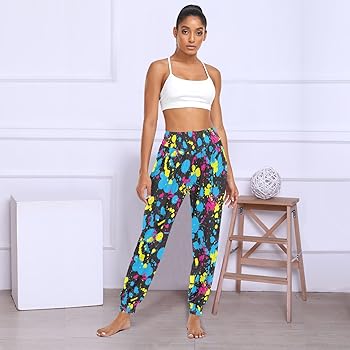 Amazon.com: JHKKU Women's Paint Splatter Print Dance Pants Trendy