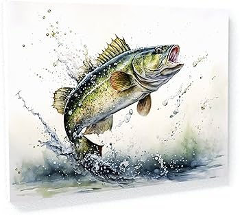 Amazon.com: Sense Canvas Bass Watercolor Splash 8 Canvas Art