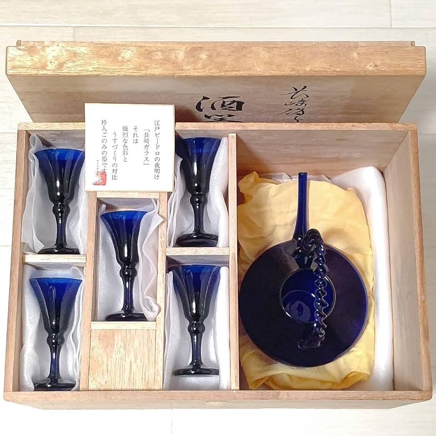Amazon | 長崎硝子 長崎ガラス 酒器揃 注器 杯 セット 瑠璃コバルト