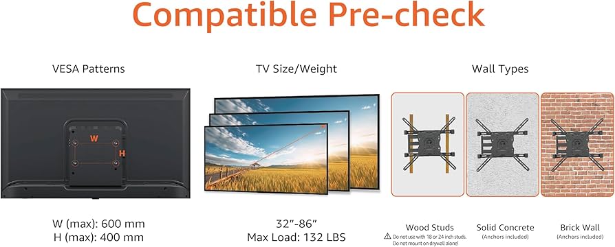 Amazon | Amazonベーシック テレビ壁掛け金具 フルモーション 水平