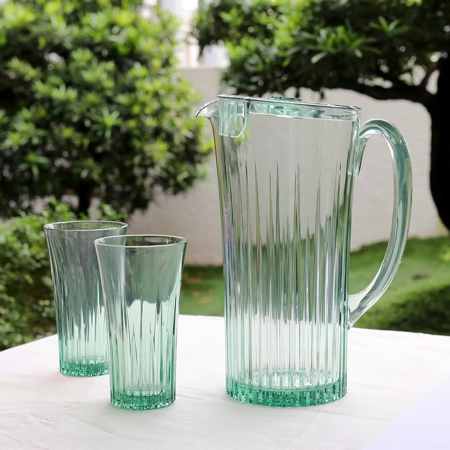 Murano ムラノ 金彩 蓋付き 水色 レース 水差し ピッチャー Murano