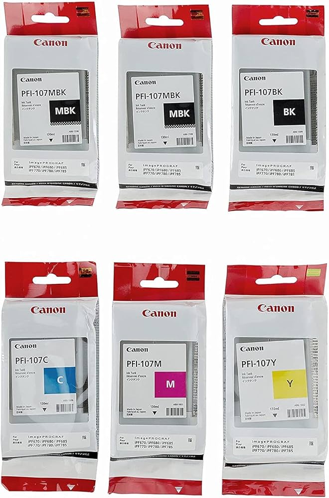 Amazon.co.jp: Canon PFI-107 セット 純正 Pfi-107 6パック 5色インク