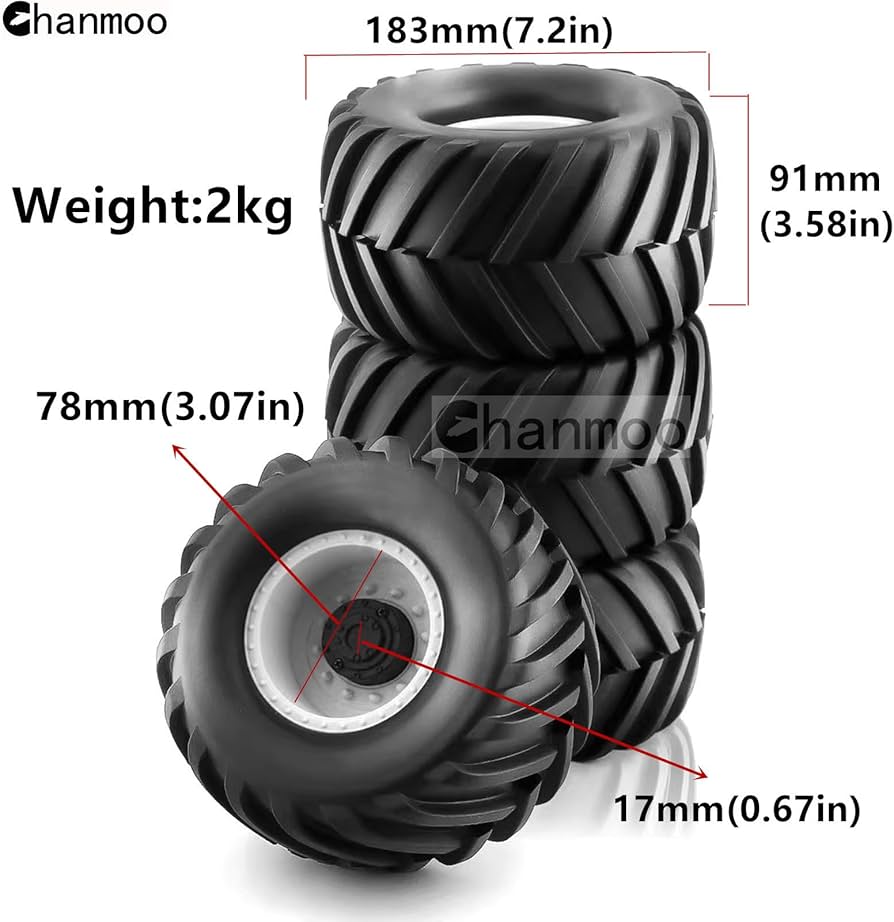 Amazon | Chanmoo 1/8 RC モンスタートラックタイヤと17mm 六角