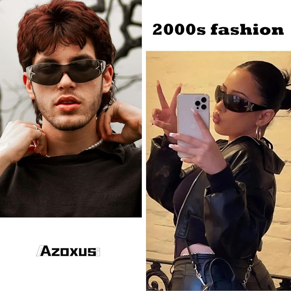 Amazon.com: Azoxus Trendy Wrap Around Y2k Sunglasses 2000s Fashion