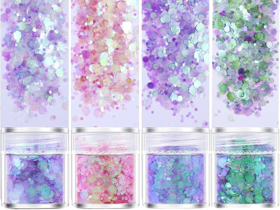 Amazon.co.jp: 4色セット ネイルグリッタージェルネイルラメホログラム