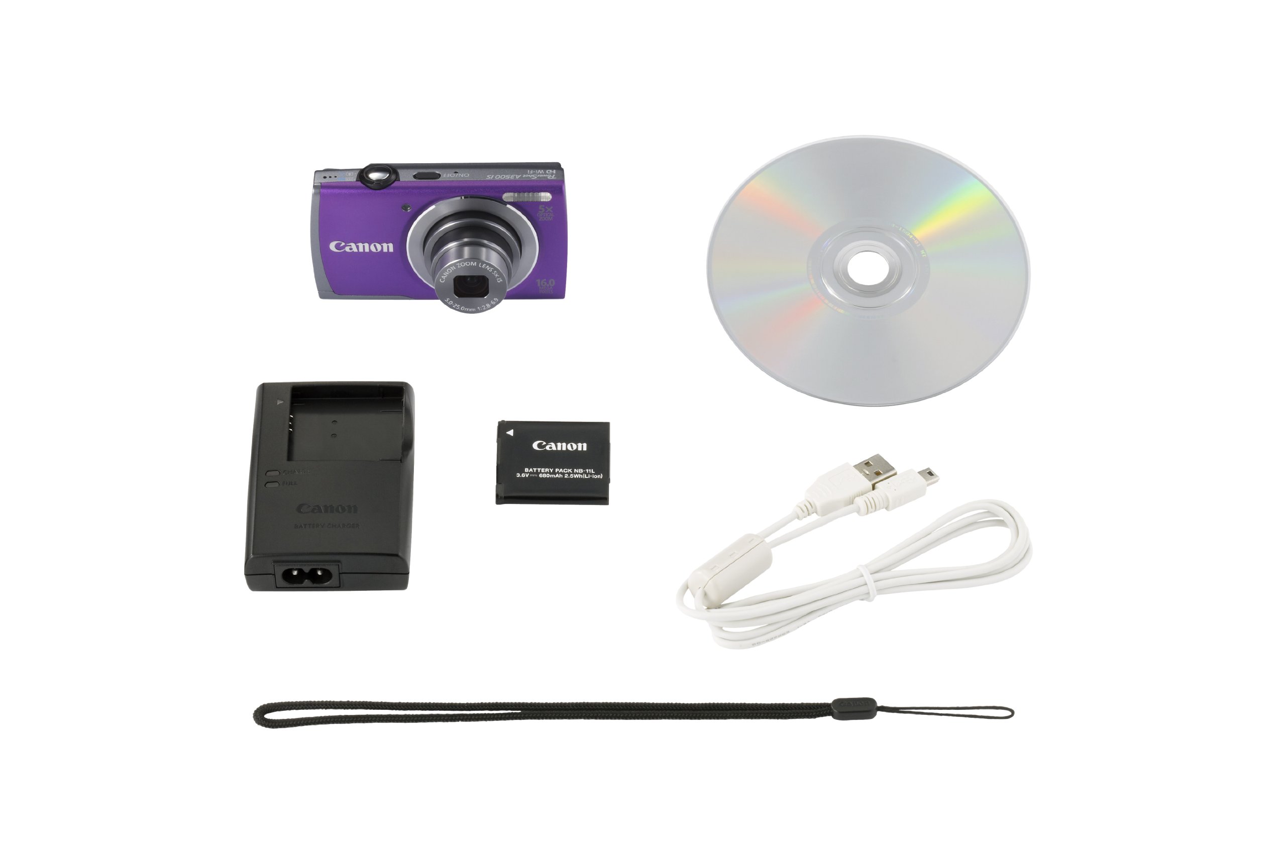 Canon PowerShot A3500 IS Digital Camera - Purple (16 MP, 28mm Wide