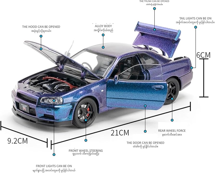 Amazon.co.jp: ダイキャストカー 1 24 日産スカイライン GTR-R34 合金