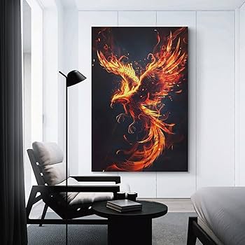 Amazon.com: QEOPGNE Fire Bird Flamebird Phoenix Rising Cool Poster