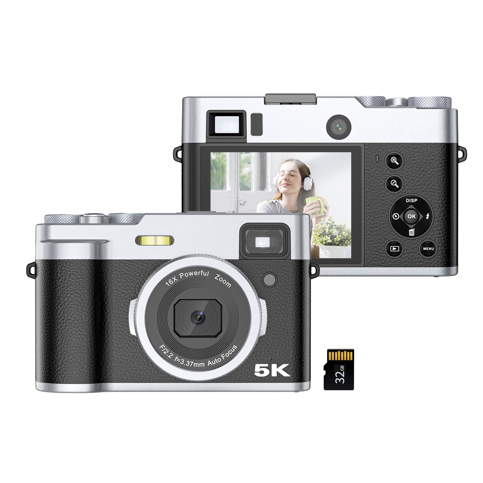 Amazon | 5K デジタルカメラ オートフォーカス デジカメ 48MP デュアル