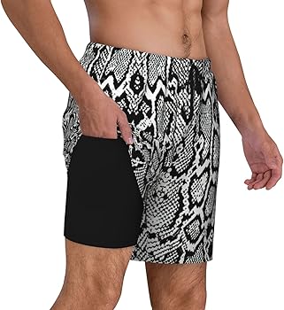 Amazon.com: Black White Snake Skin Print Mens Swim Trunks Stretch