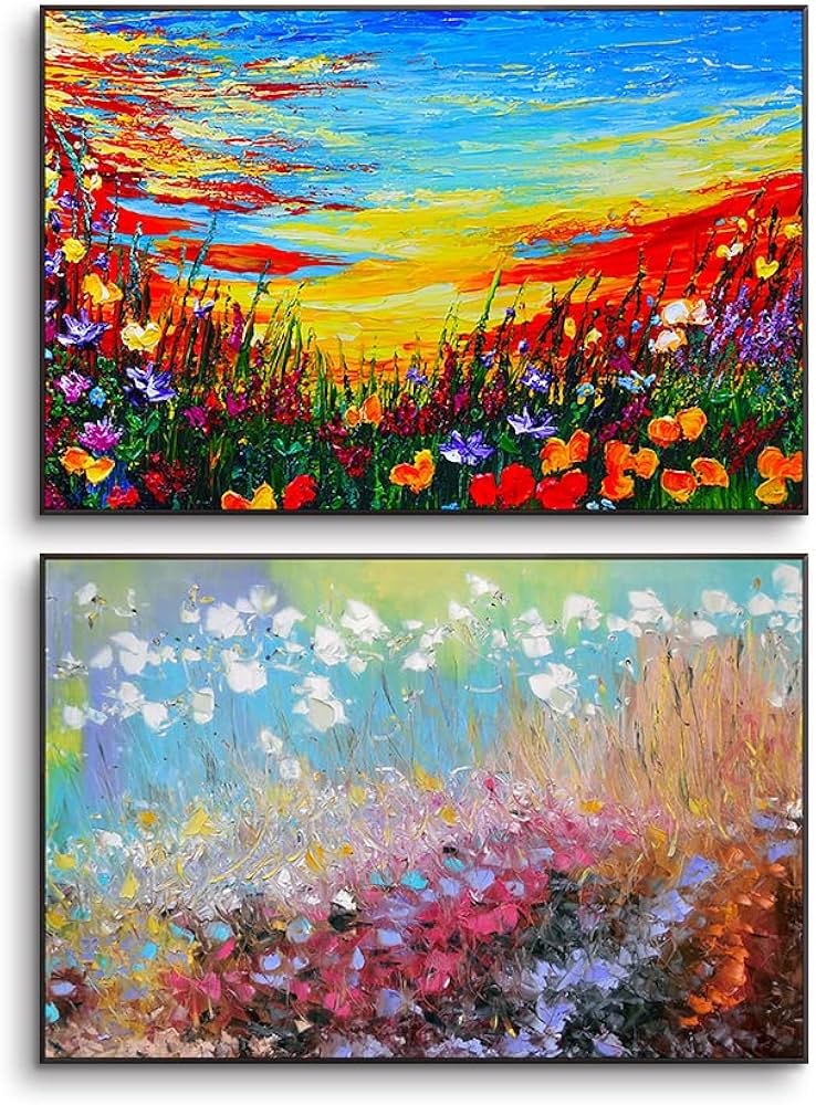 Amazon.co.jp: 抽象画 アートパネル 2枚 飾り絵 カラフルな花 抽象