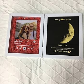 Amazon.com: ROSLILY Custom Real Moon Phase Flower Music Shadow Box