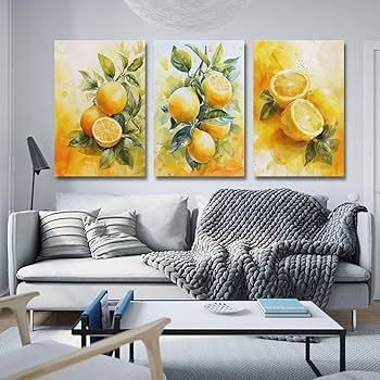 Amazon.co.jp: 3枚 明るく爽やかなレモン 絵画 インテリア ポスター