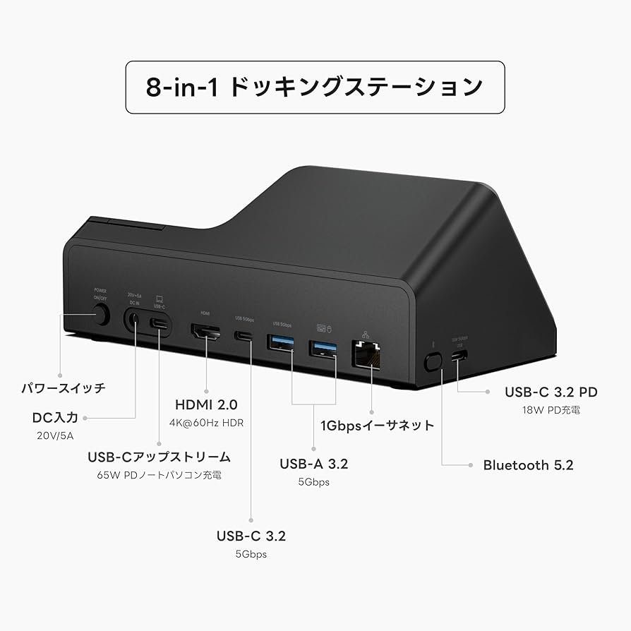 Amazon.co.jp: HiDock H1E 多機能 8-in-1 ドッキングステーション AI
