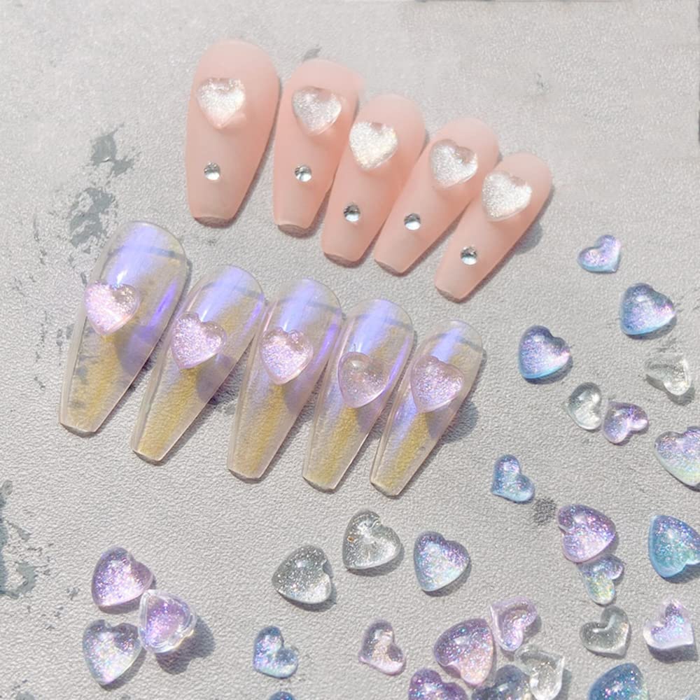 Amazon.co.jp: ネイルパーツ ハート型 ぷっくり クリア オーロラ 3D
