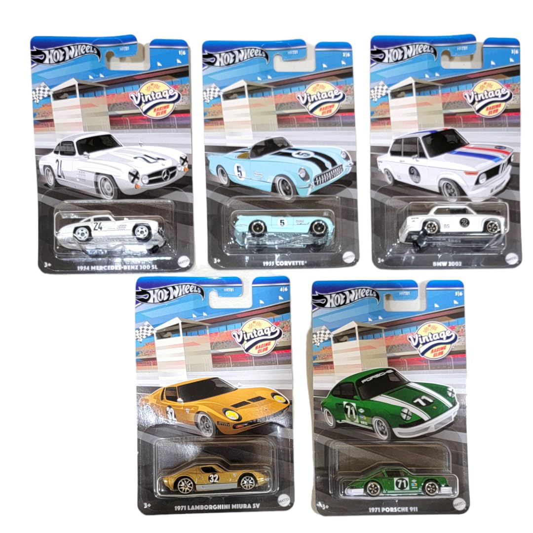 Amazon.com: Hot Wheels 2024 Vintage Racing Club Set of 5 Diecast