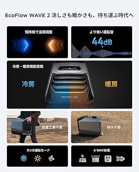 Amazon.co.jp: EcoFlow WAVE2 ポータブルクーラー スポットエアコン ＋