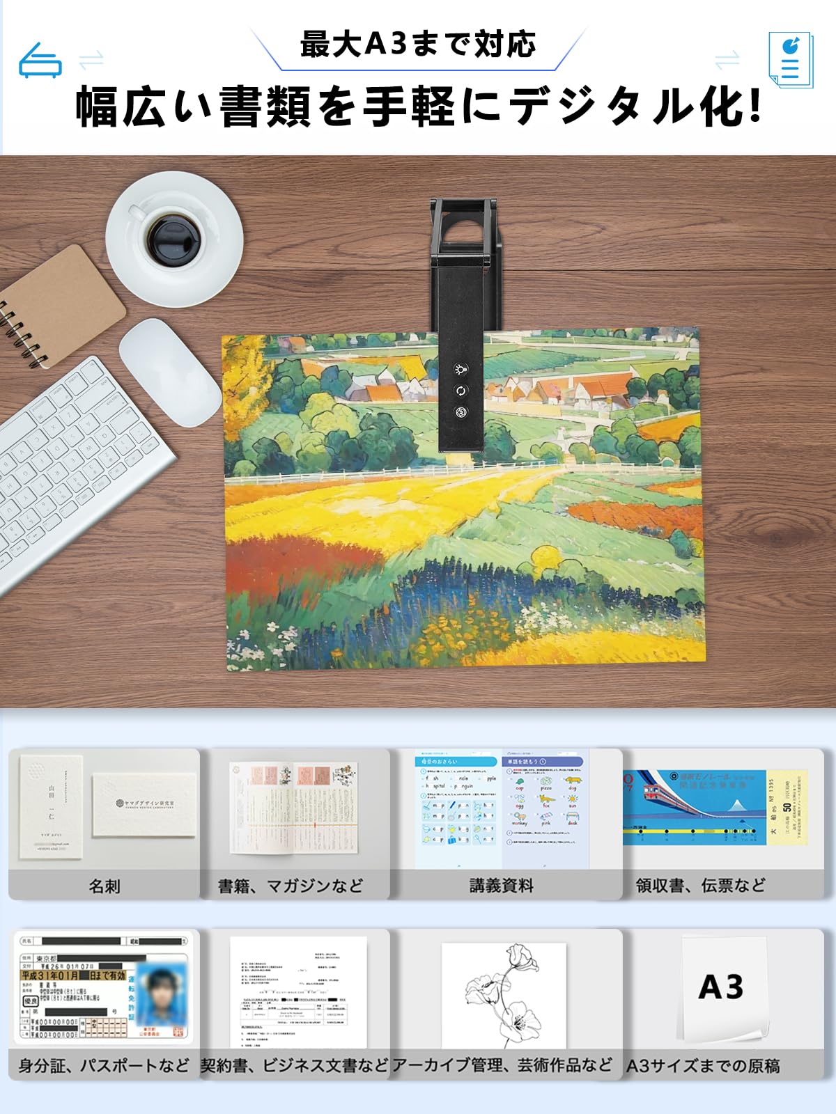 Amazon | 【2025新登場】 ドキュメントスキャナー 折りたたみ 書画