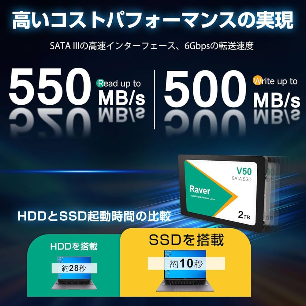 Amazon | SSD 2TB 内蔵型 Raver 2.5インチ 7mm 3D NAND採用 SATAIII