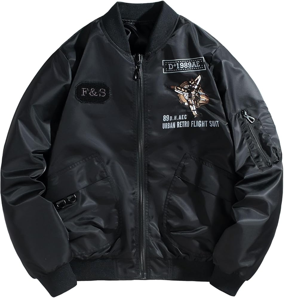 Mens Big and Tall Bomber Jackets Winter, Hip Hop Zipper Reversible