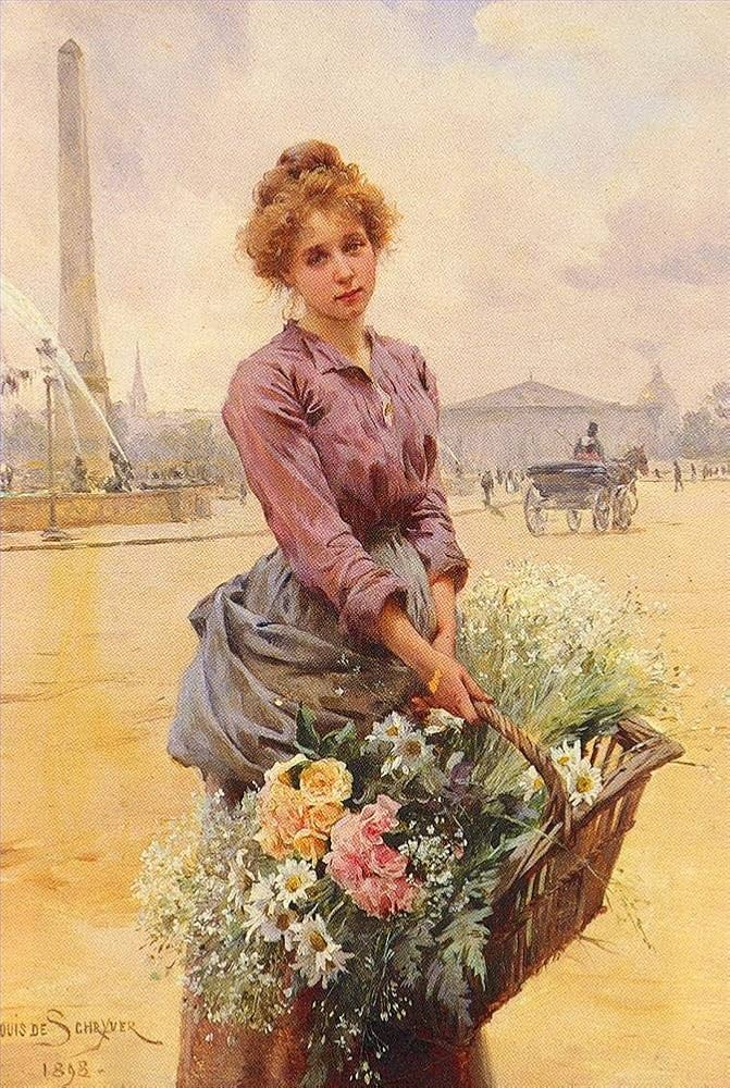 Amazon.co.jp: 21 点の絵画 ルイ・マリー・シュライバー 花売りの少女