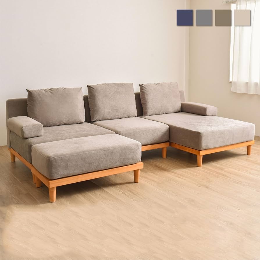 Amazon｜VENTOTA カウチソファー 3人掛け おしゃれ オットマン付き 肘