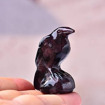 Amazon.com: WUYOUSHI Natural Garnet Crystal Raven Statue 2