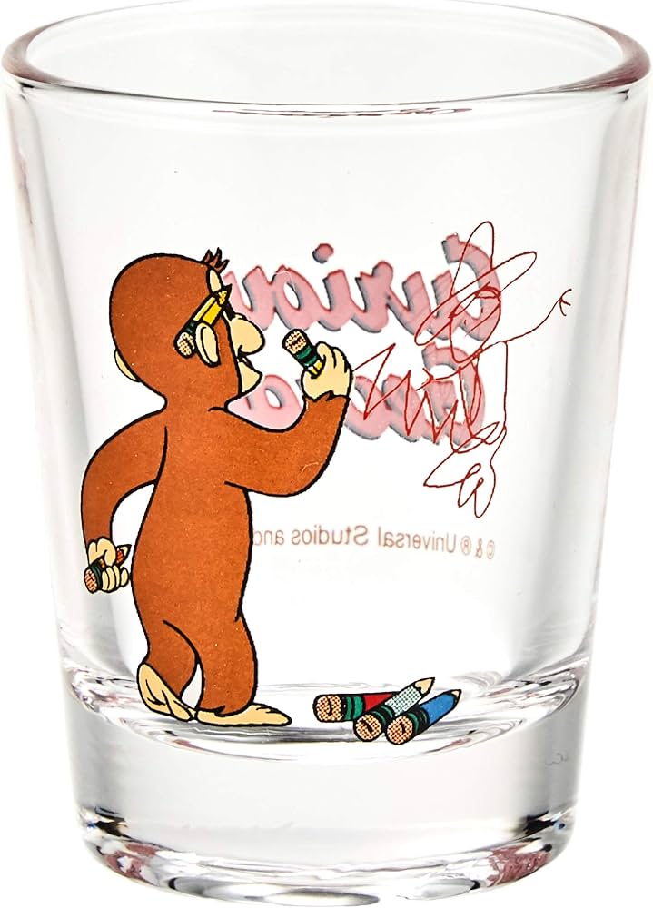 Amazon｜おさるのジョージ ミニグラス 50ml らくがき SAN3348-3 日本製