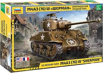 Amazon.com: Zvezda 3676 1:35 M4A3 (76) W Sherman Model, Plastic