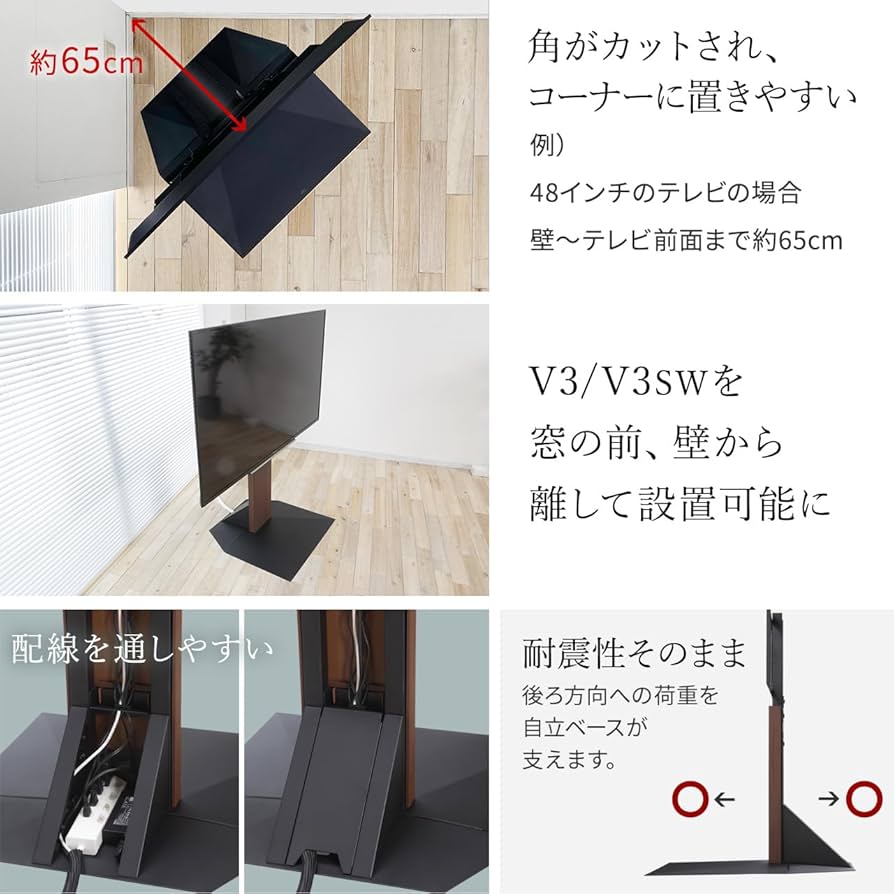 Amazon.co.jp: EQUALS イコールズ 壁寄せテレビスタンド WALL V3 ハイ