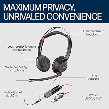 Amazon.co.jp: Poly Blackwire 5220 有線 両耳 ヘッドセット ブーム