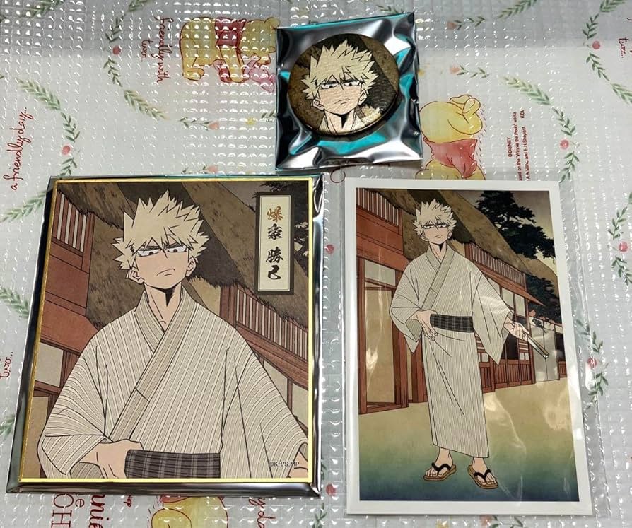 ヒロアカ 浮世絵 浴衣 缶バッジ 爆豪勝己 ヒロアカ 浮世絵 浴衣 缶