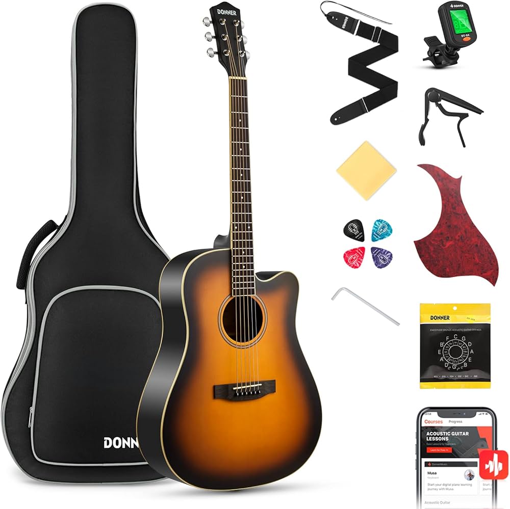 Donner 41-inch Adults Acoustic Guitar, 4/4 Size Cutaway Acoustique