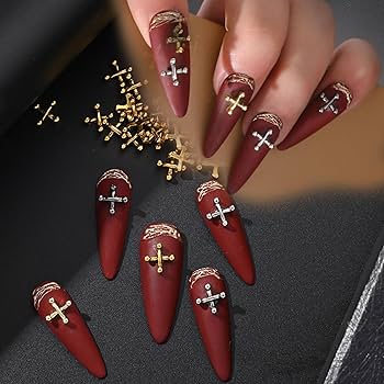 Amazon.co.jp: ネイルパーツ 十字架 100個セット パンク クロス X形 3D