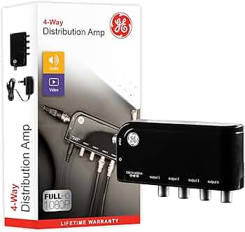 Amazon | GE 4ウェイHDデジタルTVアンテナアンプ 低ノイズアンテナ信号