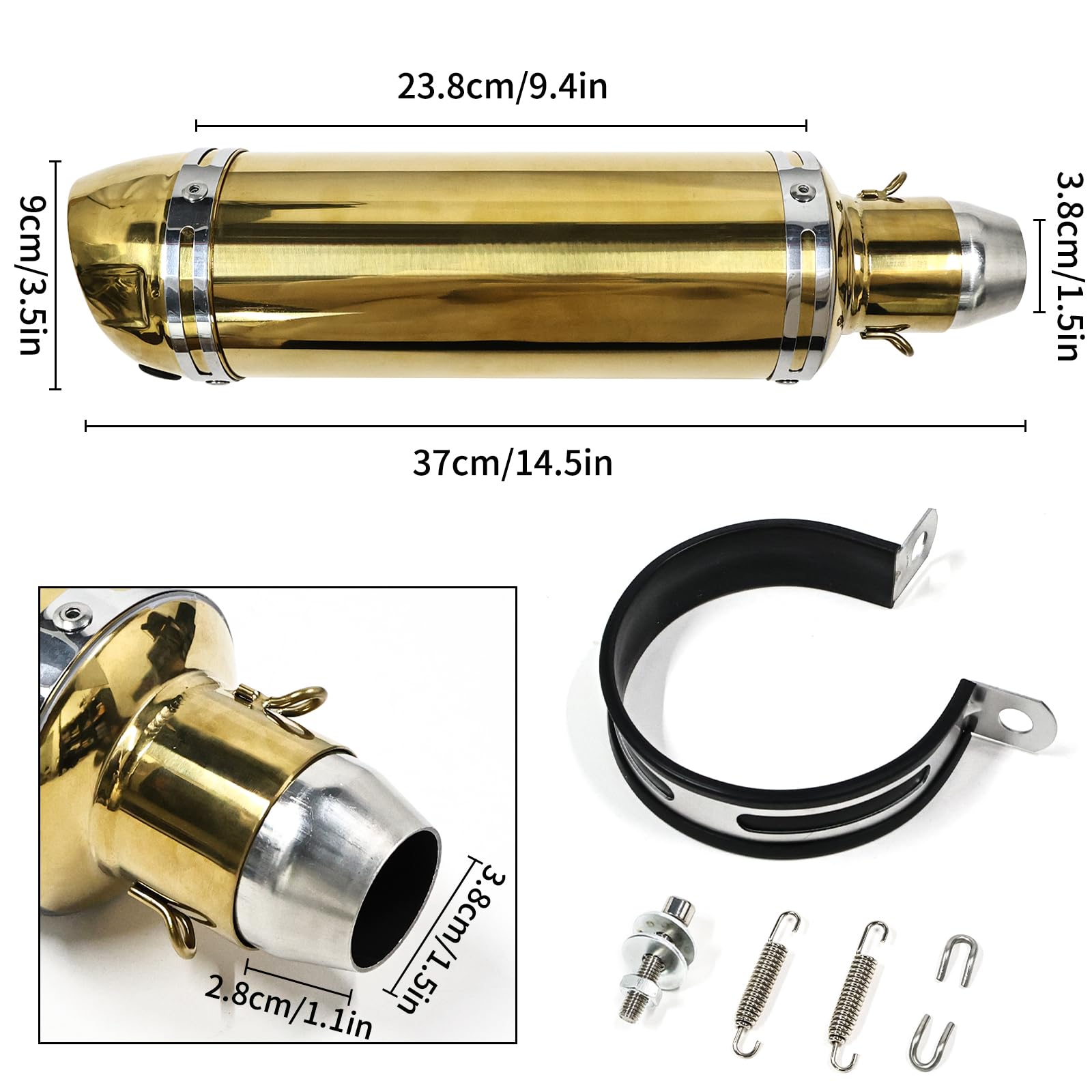 Amazon | 汎用ゴールドスリップオンマフラー38mm / 50.8mm バイク