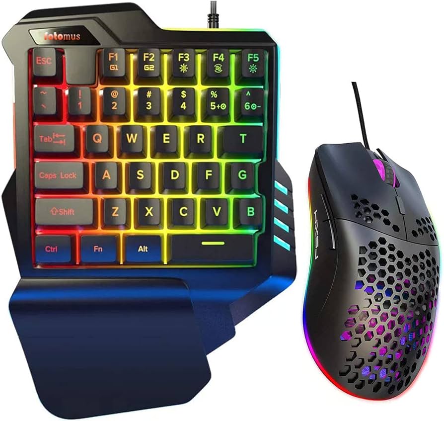 Amazon | 片手ゲーミングキーボード マウスセット RGB ゲーミング