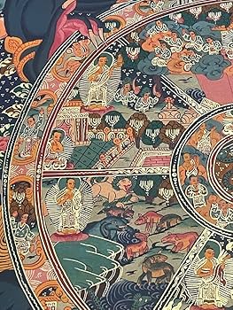 Amazon.co.jp: チベット密教 手描き タンカ 曼荼羅 六道輪廻a2