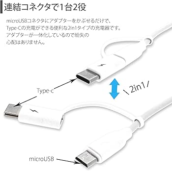 Amazon | ホワイトナッツ BASIO3 KYV43 急速充電 2A TYPE-C microUSB