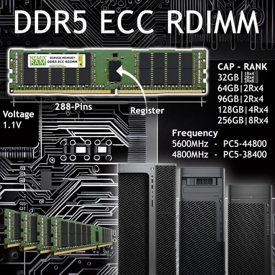 Amazon.co.jp: NEMIX RAM 64GB (1X64GB) DDR5 4800MHZ PC5-38400 2Rx4