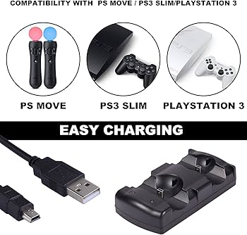 Amazon.co.jp: Yizerel PS3 コントローラー充電器 充電ケーブル2本付き