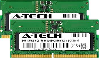 A-Tech 16GB Kit (2x8GB) DDR5 4800MHz PC5-38400 CL40 SODIMM 1.1V