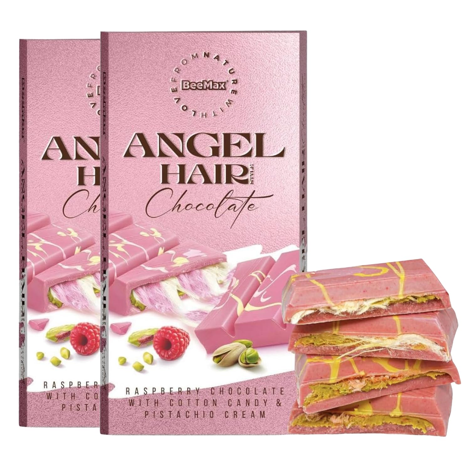 Amazon.com : BEEMAX Angel Hair Dubai Chocolate Bar, Raspberry