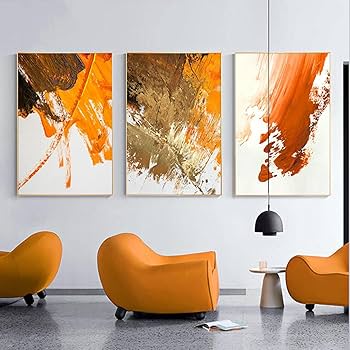 Amazon.co.jp: 北欧のポスターキャンバス絵画オレンジ抽象プリント壁