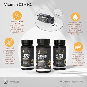 Amazon.com: ALNIMA Halal Vitamin D3 + K2 Chewable – Bone & Immune