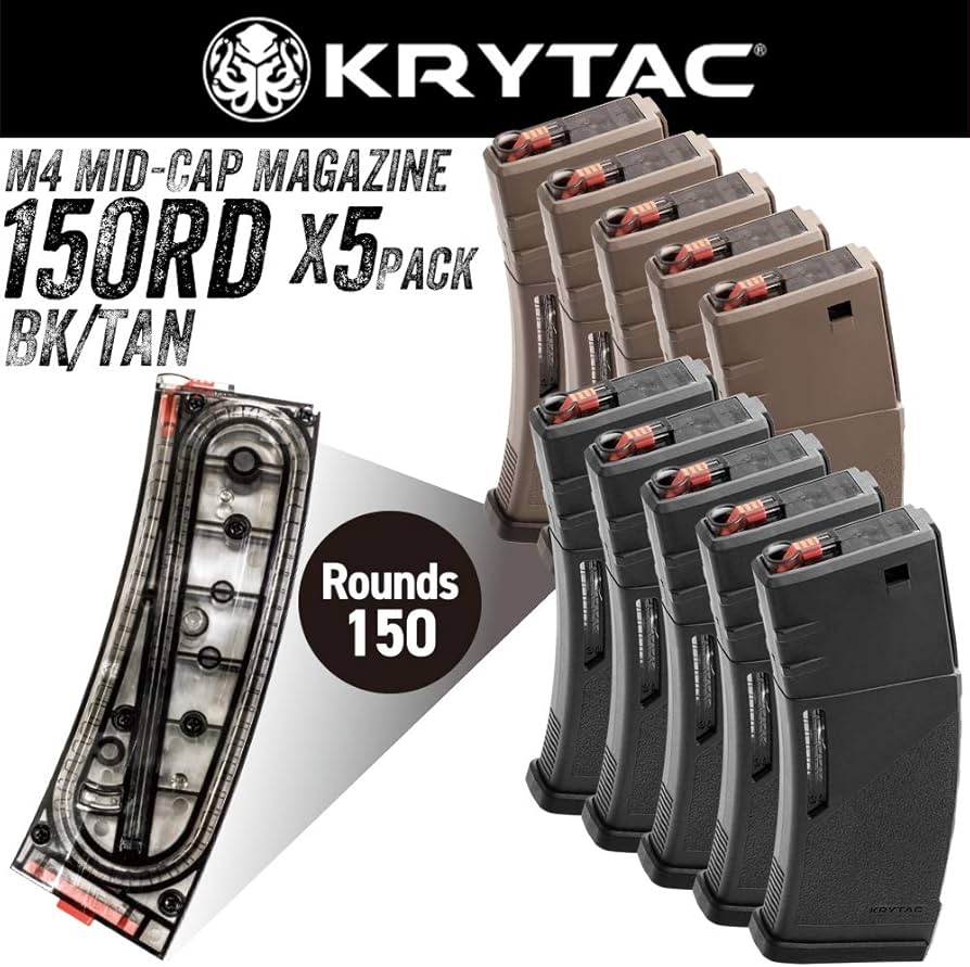 Amazon | [KRYTAC][M4 ポリマーマガジン][150連][BK][5本入り]ノーマル