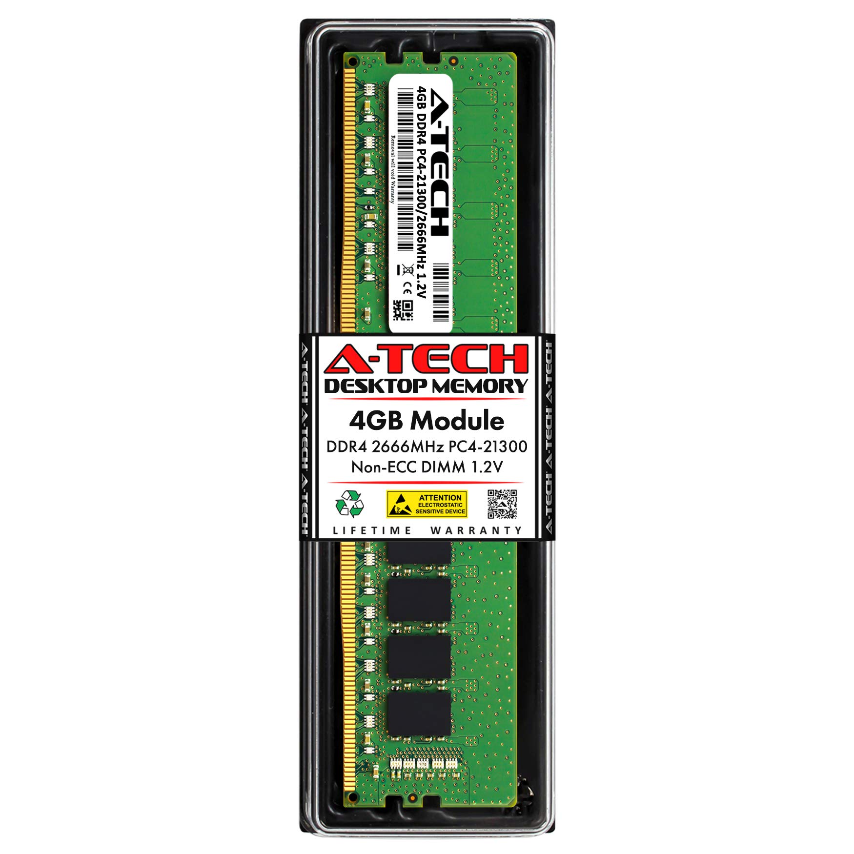 A-Tech 4GB DDR4 2666 MHz UDIMM PC4-21300 (PC4-2666V) CL19 DIMM Non