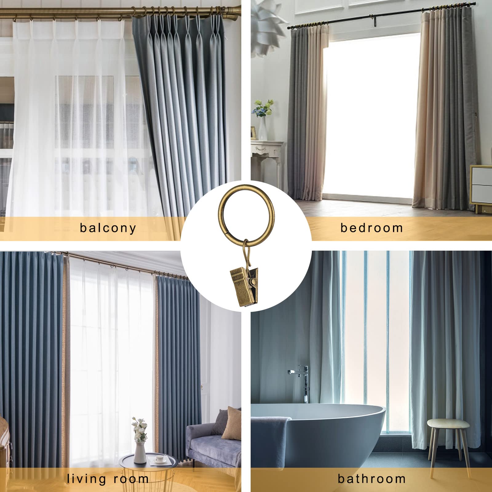 Amazon.co.jp: カーテンロッド用アンティーク真鍮クリップカーテン